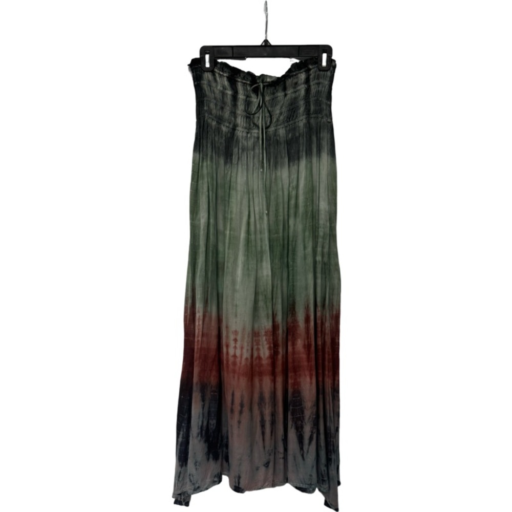 Black and Green Pleated Maxi Skirt for Casual Wear